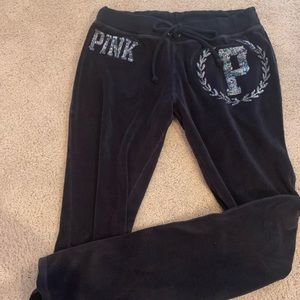 VS PINK lounge velour black pants
